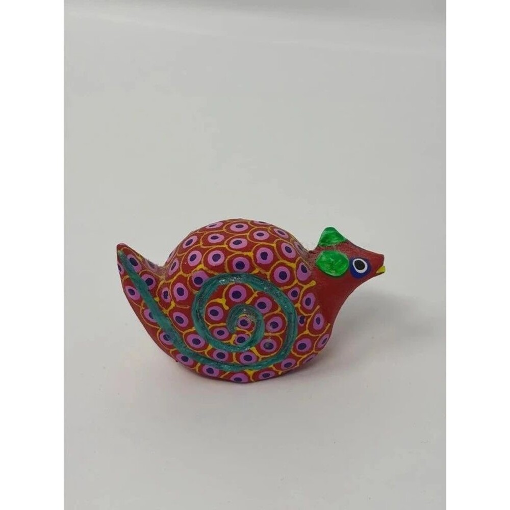 miniature Oaxacan wood carving alebrije snail